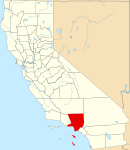 Map of California highlighting Los Angeles County